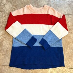 Stradivarius Red, White, and Blue Striped Sweater